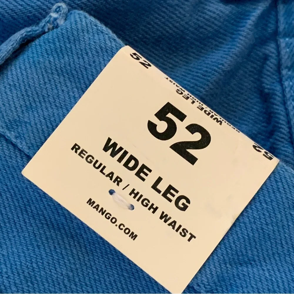 Women Mango Nora Button Fly Wide Leg Flared High Rise Jeans Blue 20 NWT - Picture 6 of 10